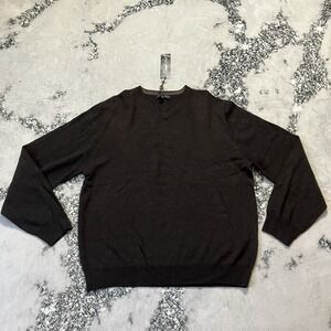 Garret Scott Sweater Mens Size Large Brown Extra Fine Merino Wool Long Sleeve